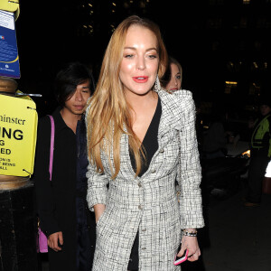 Lindsay Lohan arrive à un dîner privé au restaurant Morton's à Londres, le 13 octobre 2015.