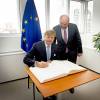 Le roi Willem-Alexander des Pays-Bas au Parlement européen à Bruxelles le 3 novembre 2015