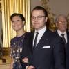 La princesse Victoria, enceinte de cinq mois, prenait part au dîner organisé par le président de Tunisie et sa femme au Grand Hôtel à Stockholm le 5 novembre 2015