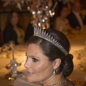 Crown princess Victoria at a gala dinner part of Tunisian President State Visit at Royal palace in Stockholm, Sweden, November 4, 2015. Photo by Charles Hammarsten/IBL/ABACAPRESS.COM05/11/2015 - Stockholm