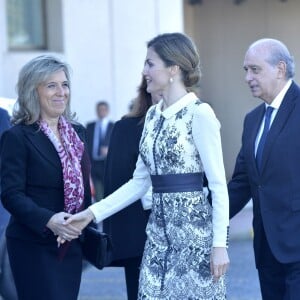 La reine Letizia d'Espagne procédait le 10 novembre 2015 à la remise cérémonielle du drapeau à la Police nationale espagnole, à Avila (centre de l'Espagne).