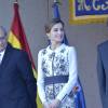 La reine Letizia d'Espagne procédait le 10 novembre 2015 à la remise cérémonielle du drapeau à la Police nationale espagnole, à Avila (centre de l'Espagne).