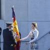 La reine Letizia d'Espagne procédait le 10 novembre 2015 à la remise cérémonielle du drapeau à la Police nationale espagnole, à Avila (centre de l'Espagne).