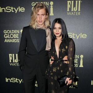 Austin Butler et Vanessa Hudgens assistent à la soirée de coup d'envoi de la saison des Golden Globes, organisée par l'association HFPA et le magazine InStyle. Los Angeles, le 17 novembre 2015.