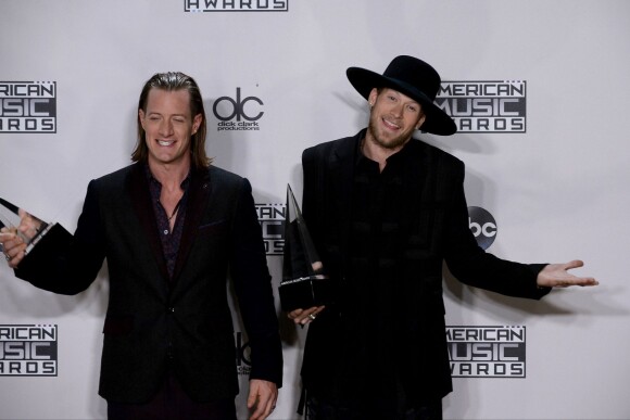 Tyler Hubbard et Brian Kelley de Florida Georgia Line - La 43ème cérémonie annuelle des "American Music Awards" à Los Angeles, le 22 novembre 2015.