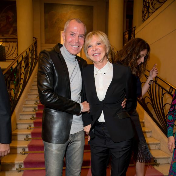 Jean-Claude Jitrois et Marie-Christiane Marek (créatrice de l'émission Paris-Mode sur Paris première) - 20ème édition des sapins de noël des créateurs au théatre des Champs-Elysées à Paris le 20 novembre 2015.