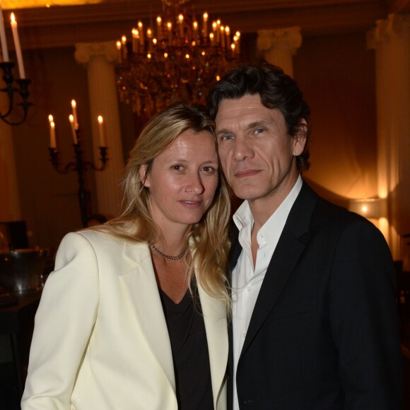 Exclusif - Marc Lavoine et son femme Sarah - Le Restaurant Apicius dans le 8ème arrondissement a été privâtisé pour célébrer l'ouverture de la boutique de joaillerie "Messika" au 259 rue Saint Honoré dans le 1er arrondissement à Paris le 12 juin 2014.