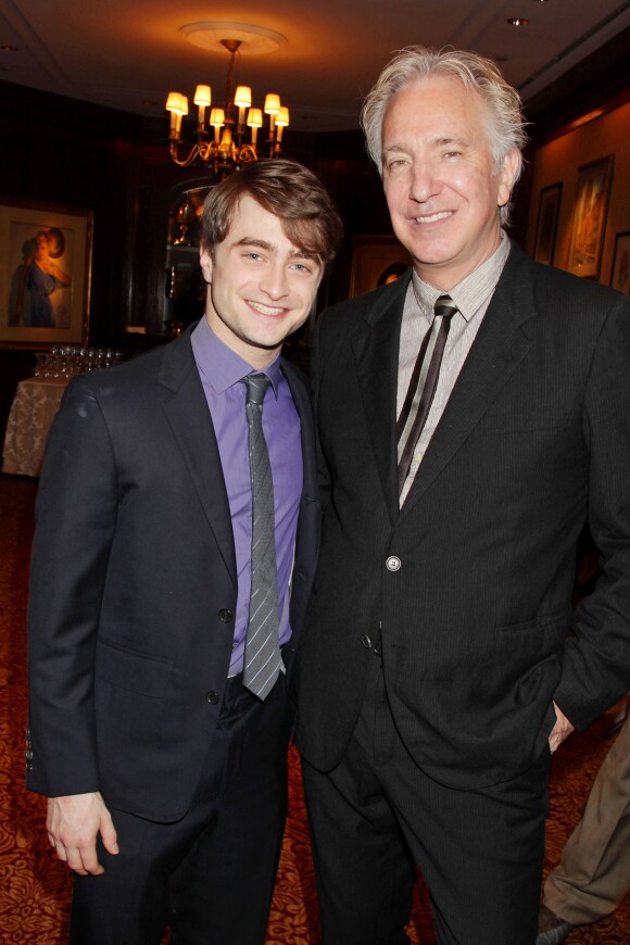 Daniel Radcliffe et Alan Rickman à New York le 21 novembre 2011.