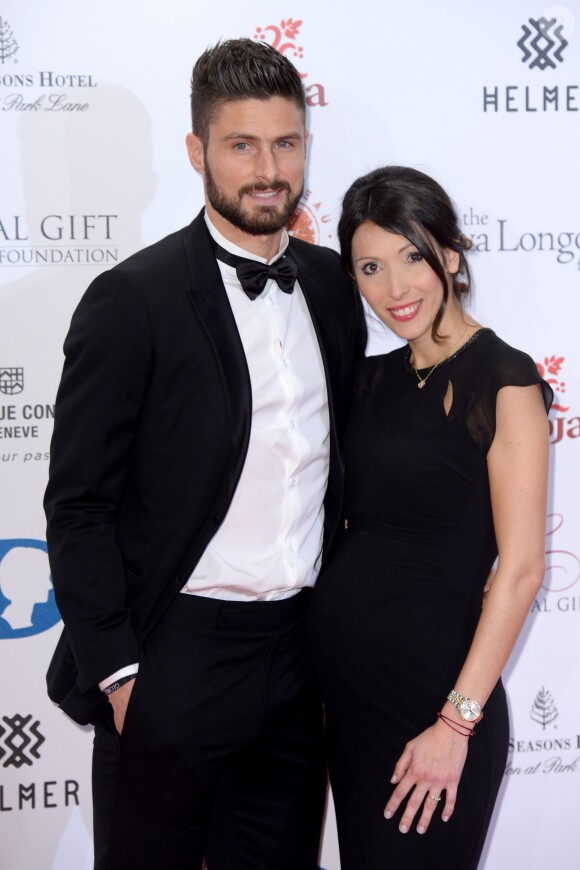 Olivier et Jennifer Giroud - 6e édition du Global Gift Gala, à l'hôtel Four Seasons, à Londres, le 30 novembre 2015