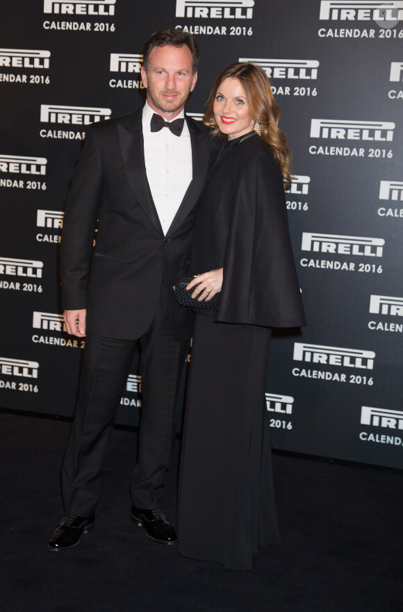 Christian Edward Johnston Horner et sa femme Geri Halliwell assistent au dîner de présentation du calendrier Pirelli à la Roundhouse. Londres, le 30 novembre 2015.