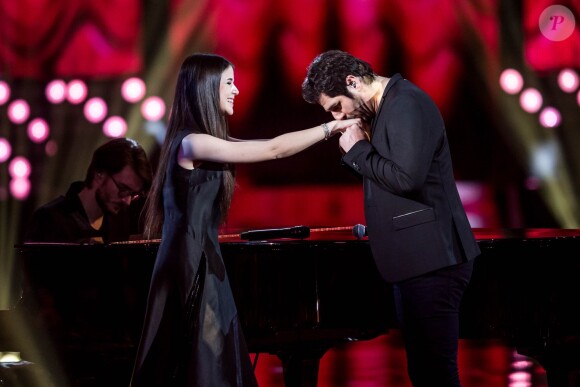 Exclusif - Marina Kaye et Patrick Fiori, lors du concert événement Bercy fête ses 30 ans, diffusé le 4 décembre 2015 sur TF1. © Veeren/Moreau