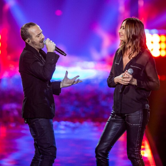 Exclusif - Calogero et Zazie, lors du concert événement Bercy fête ses 30 ans, diffusé le 4 décembre 2015 sur TF1. © Veeren/Moreau