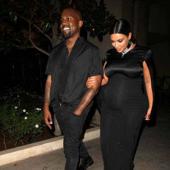 Kim Kardashian (enceinte) et son mari Kanye West - People au Bouchon Bistro à Beverly Hills le 20 octobre 2015.