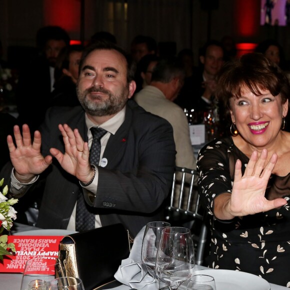 Vincent Pelletier (directeur général de AIDES), Roselyne Bachelot - Dîner LINK pour AIDES 2015 à l'Espace Vendôme à Paris le 7 décembre 2015. © Dominique Jacovides