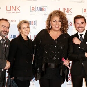 Vincent Pelletier (directeur général de AIDES), Claire Chazal, Marianne James, Aurélien Beaucamp (président de AIDES) - Dîner LINK pour AIDES 2015 à l'Espace Vendôme à Paris le 7 décembre 2015. © Dominique Jacovides