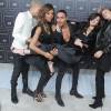 Dudley O'Shaughnessy, Jourdan Dunn, Olivier Rousteing, Kendall Jenner et Gigi Hadid - Défilé Balmain x H&M au 23 Wall Street à New York, le 20 octobre 2015.