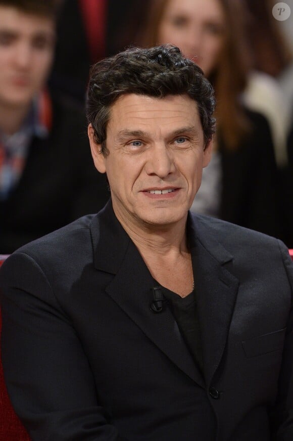 Marc Lavoine, sur le tournage de Vivement dimanche, le mercredi 28 janvier 2015 à Paris. Emission diffusée sur France 2, le dimanche 1er février 2015.