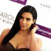 Kim Kardashian présente sa gamme de produits capillaires, créée avec ses soeurs Khloe et Kourtney, chez Marionnaud à Paris. Le 15 avril 2015