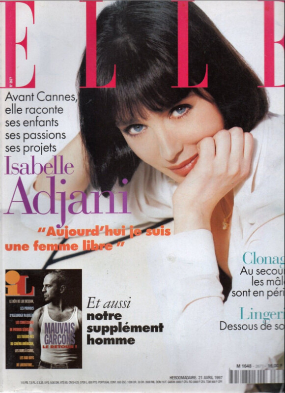 Isabelle Adjani en couverture du magazine Elle en 1997
