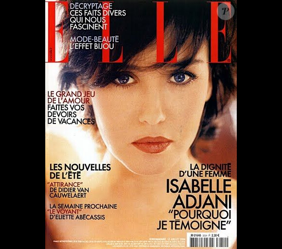 Isabelle Adjani en couverture du magazine Elle de 2004
