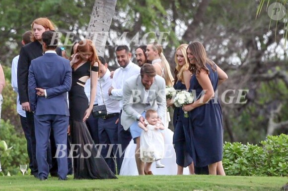 Exclusif - Le musicien Steve Aoki et le mannequin australien Tiernan Cowling se sont mariés à Maui le 18 décembre 2015, en présence de leurs familles et de nombreux amis.