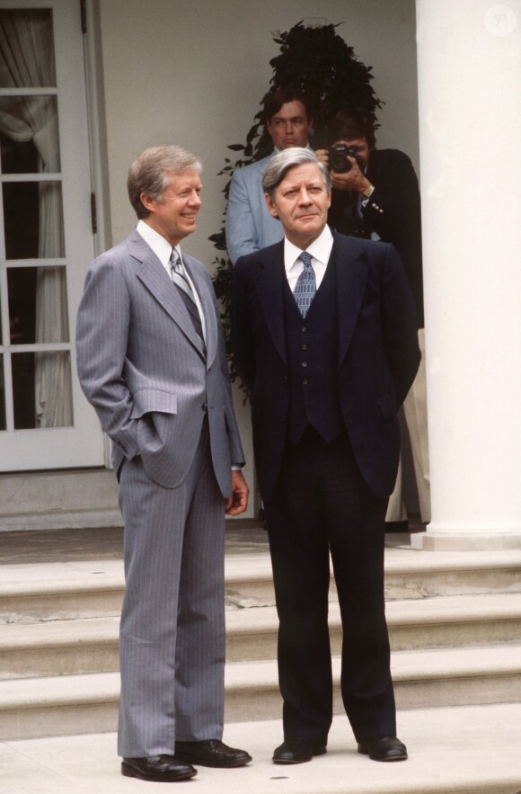 Le chancelier Helmut Schmidt et Jimmy Carter à la Maison Blanche à Washington en juin 1979