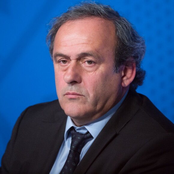 Michel Platini lors de la conférence de presse pour l'ouverture de la billetterie de l'Euro 2016 à Paris, le 10 juin 2015