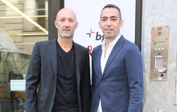 Fabien Barthez et Youri Djorkaeff lors de la 11e édition du "BGC Charity Day" à Paris le 11 septembre 2015