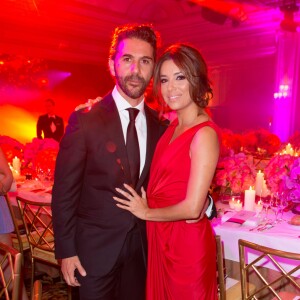 Exclusif - Eva Longoria (robe Monsoori, bijoux Messika) et son compagnon Jose Antonio Baston - Dîner du Global Gift Gala au profit de L'Unicef France Frimousses de Créateurs, de The Global Gift Foundation et The Eva Longoria Foundation, organisé au Four Seasons Hôtel George V à Paris, le 25 mai 2015.