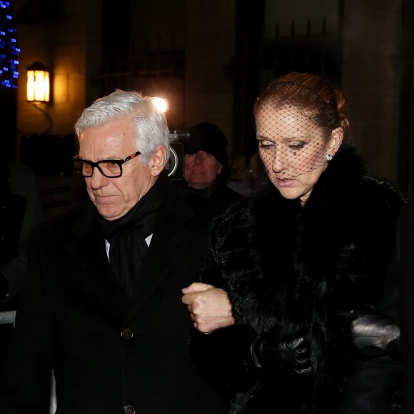 Céline Dion, son fils René-Charles Angélil et son frère Michel Dion - La famille de René Angélil sort de la Basi­lique Notre-Dame de Montréal où tous les anonymes sont venus se recueillir en sa mémoire et présenter leurs condoléances à Céline Dion, la veille de ses funérailles, le 21 janvier 2016. © Dominique Jacovides/Bestimage