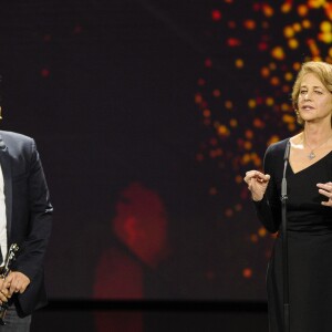 François Ozon, Charlotte Rampling (Meilleure actrice) - Remise des prix lors de la 28e cérémonie annuelle des "European Film Awards" à Berlin, le 12 décembre 2015.