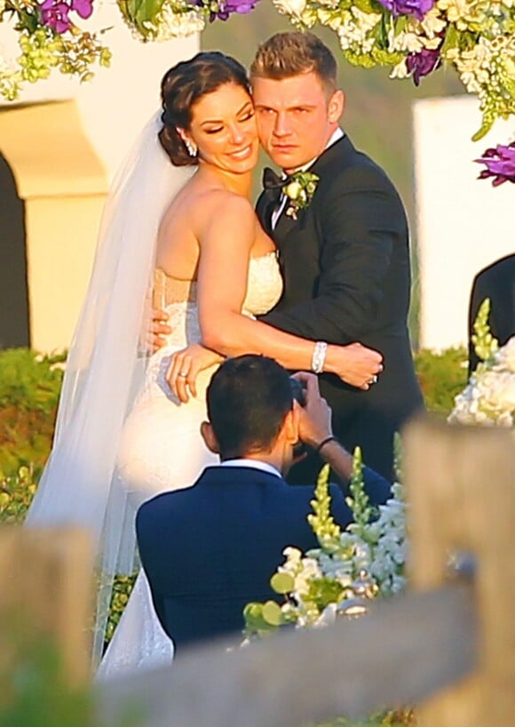 Semi Exclusif - Mariage de Nick Carter et Lauren Kitt à Santa Barbara, le 12 avril 2014.