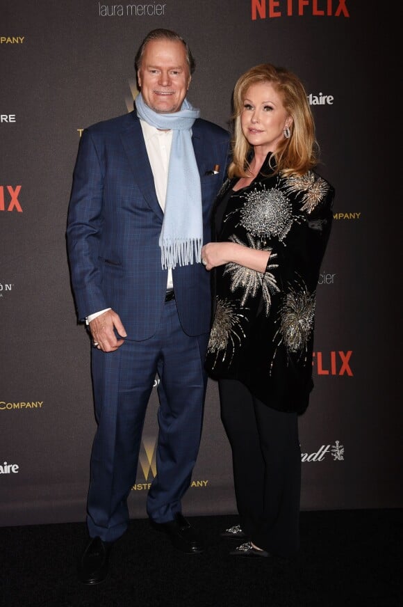 Rick Hilton et sa femme Kathy Hilton - Photocall de la soirée Weintstein Company et Netflix Golden Globe à l'hôtel Beverly Hilton de Los Angeles le 10 janvier 2016.