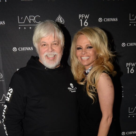 Exclusif - Pamela Anderson, Paul Watson - After-party de l'inauguration du pop-up shop Tom Greyhound à l'Arc à Paris, le 21 janvier 2016. © Rachid Bellak/Bestimage