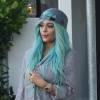 Exclusif - Kylie Jenner, les cheveux et les ongles bleu turquoise, est allée diner avec son petit ami Tyga à Malibu, le 12 avril 2015  For germany call for price Exclusif - Kylie Jenner steps out in an attention-grabbing outfit as she enjoys a romantic dinner date with rapper boyfriend Tyga in Malibu. The 17-year-old - who had just returned from partying in Coachella - wore a skin-tight micro dress and back-to-front baseball cap, along with stylish ankle-high boots. Kylie's long blue nails complimented her turquoise-dyed locks, and a selection of expensive-looking jewelry capped off her extravagant look. April 12, 201512/04/2015 - Malibu