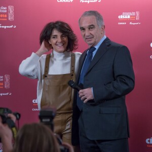 Florence Foresti (maîtresse de cérémonie) et Alain Terzian - Conférence de presse des nominations pour la 41e cérémonie des César 2016 au Fouquet's à Paris le 27 janvier 2016.