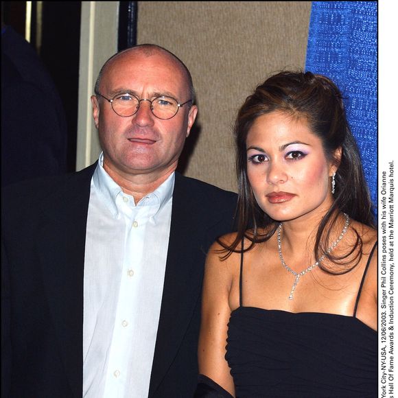 Phil Collins et sa femme Orianne lors des Songwriters Hall Of Fame Awards, le 16 juin 2003 à New York © Nicolas Khayat/ABACA.