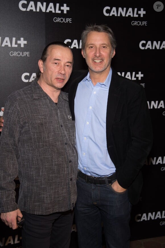 Stéphane Saunier et Antoine De Caunes - Soirée des animateurs du Groupe Canal+ au Manko à Paris. Le 3 février 2016