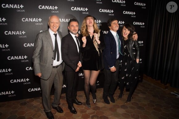 Nicolas Domenach, Sébastien Knafo, Daphné Bürki, Ariel Wizman, Mathilde Terrier - Soirée des animateurs du Groupe Canal+ au Manko à Paris. Le 3 février 2016