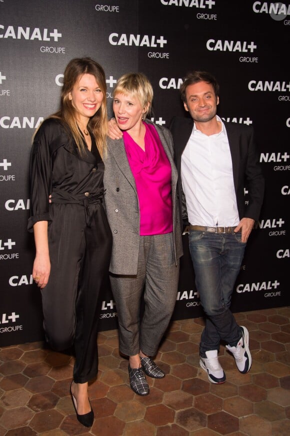 Lauren Bastide, Maïtena Biraben et Augustin Trapenard - Soirée des animateurs du Groupe Canal+ au Manko à Paris. Le 3 février 2016