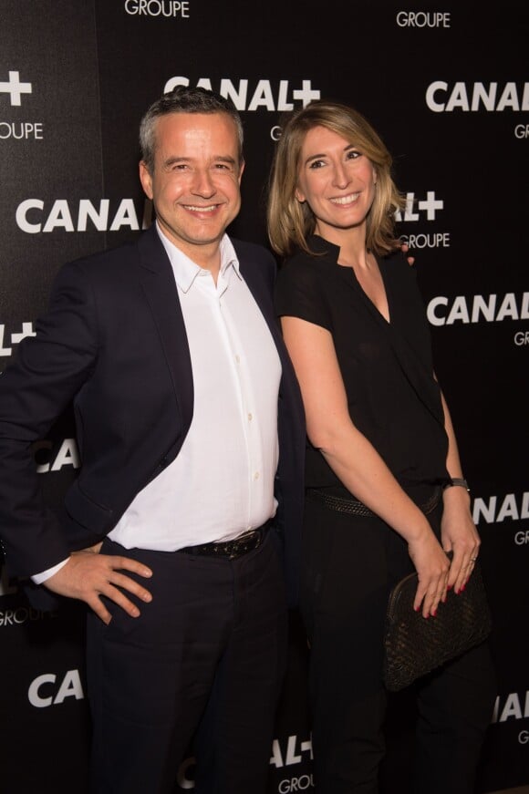 Romain Desarbres et Caroline Delage - Soirée des animateurs du Groupe Canal+ au Manko à Paris. Le 3 février 2016