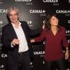 Raymond Domenech et sa compagne Estelle Denis - Soirée des animateurs du Groupe Canal+ au Manko à Paris. Le 3 février 2016