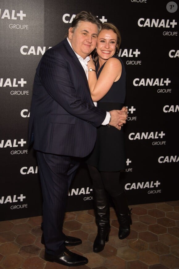 Pierre Ménès et Isabelle Moreau - Soirée des animateurs du Groupe Canal+ au Manko à Paris. Le 3 février 2016