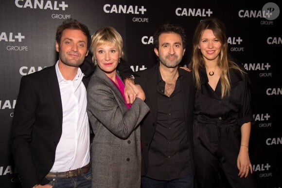 Augustin Trapenard, Maïtena Biraben, Mathieu Madénian et Lauren Bastide - Soirée des animateurs du Groupe Canal+ au Manko à Paris. Le 3 février 2016