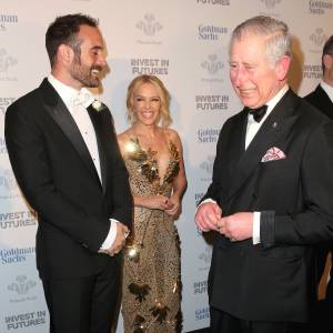 Kylie Minogue, son compagnon Joshua Sasse et le prince Charles - Gala du  Prince's Trust Invest in Futures à Londres le 4 février 2016.