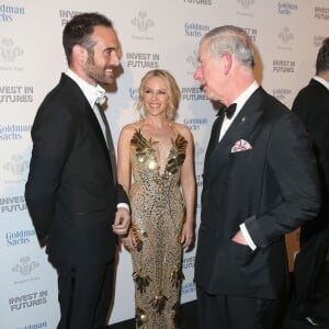 Kylie Minogue, son compagnon Joshua Sasse et le prince Charles - Gala du  Prince's Trust Invest in Futures à Londres le 4 février 2016.