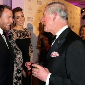 Jacqui Ainsley avec son mari Guy Ritchie et le prince Charles - Gala du Prince's Trust Invest in Futures à Londres le 4 février 2016.
