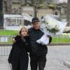 Bulle Ogier (Marie-France Thielland) et son compagnon Barbet Schroeder - Obsèques de Jacques Rivette au cimetière de Montmartre à Paris, le 5 février 2016.05/02/2016 - Paris