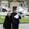 Bulle Ogier (Marie-France Thielland) et son compagnon Barbet Schroeder - Obsèques de Jacques Rivette au cimetière de Montmartre à Paris, le 5 février 2016.05/02/2016 - Paris