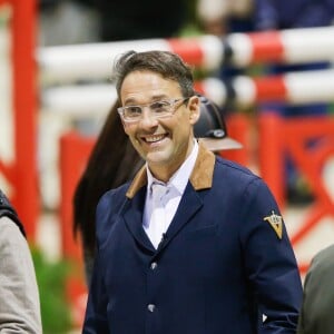 Exclusif - L'animateur de D8 Julien Courbet, au Jumping International de Bordeaux, le 5 février 2016. Julien et Lola Courbet montent pour leur partenaire Victory Horse. © Thibaud Moritz/Quentin Salinier